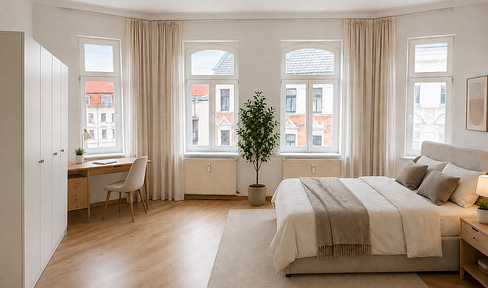 Bezugsfreier Gründerzeit-Altbau · Eckwohnung 3. OG · neue Holzfenster und Treppenhaus 2025