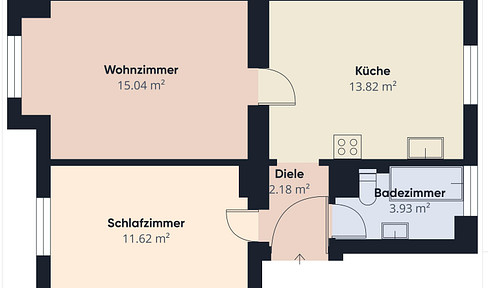 Renovierte 2-Zimmer-Wohnung in Hof: 50 m², modernes Bad, ohne Einbauküche