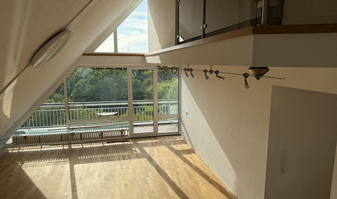 Two-story penthouse with a gallery and a spacious rooftop terrace.