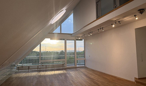 Two-story penthouse with a gallery and a spacious rooftop terrace.