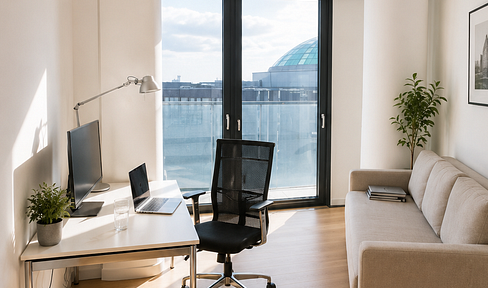 Sunny, modern 3-room apartment in the Grand Tower with a stunning city view.