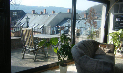 Luxurious city apartment with a rooftop terrace, offering stunning views over the rooftops of Aue.