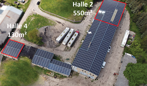 For rent: Two halls with cranes, a workshop, and office space, located in a mixed industrial area in Anklam (postal code 17389).