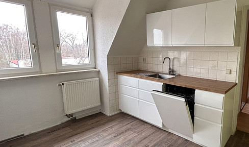 Freshly renovated 3-room apartment with a kitchen and parking space.