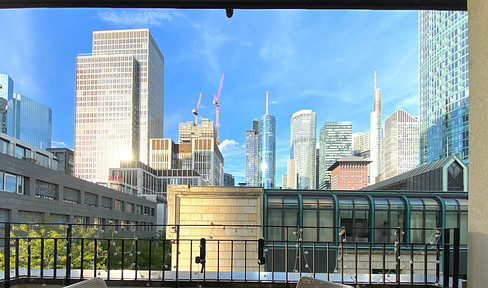Sonnige, luxuriöse, möblierte Wohnung mit Balkon & Skylineblick