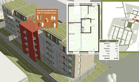 Ludwigshöfe - 2-room apartment - 60 square meters (LH).