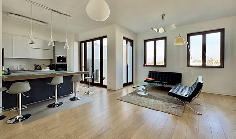 Luxury Penthouse in Ostend | 143 m² | 4 rooms | 3-meter ceiling height | 2 terraces | KfW 55 standard (energy-efficient).