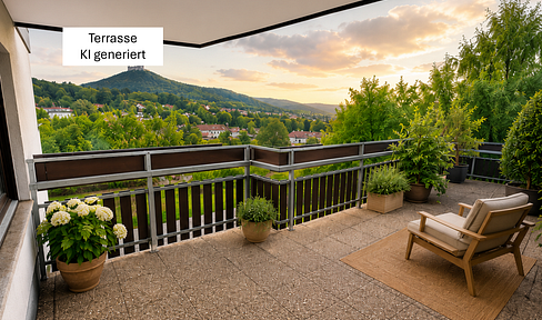 Spacious 6-room apartment with 145 m², a terrace, a garage, and a view of the castle.