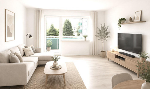 Renovated 3.5-room apartment with balcony and underfloor heating.