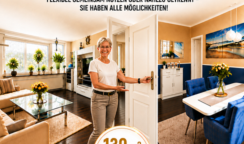 130 m² Wohnfläche – Zwei Eigentumswohnungen, verbunden durch eine Innentür