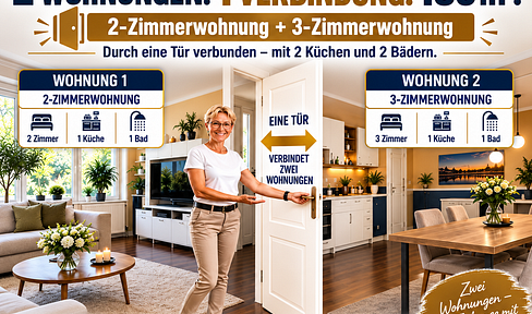 130 m² Wohnfläche – Zwei Eigentumswohnungen, verbunden durch eine Innentür