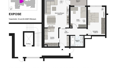 3-ROOM APARTMENT IN A PRIME LOCATION, WEST END OF OFFENBACH.