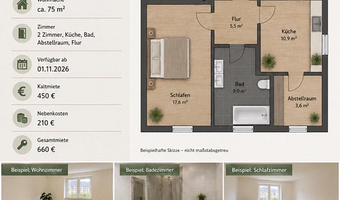 2-room apartment in Wünschendorf.