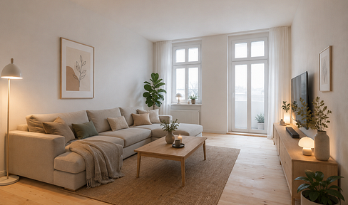 Renovated apartment in a historic building with a balcony, located near Schäfersee lake.