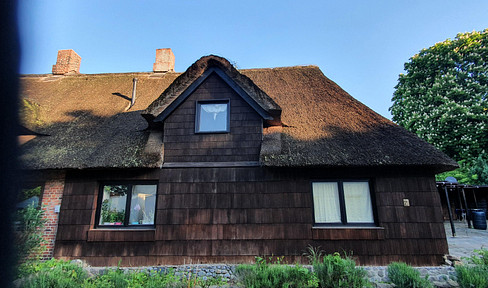 Thatched-roof cottage (DHH - two-family house) in Bredenbek, 9 minutes from Kiel and Rendsburg.