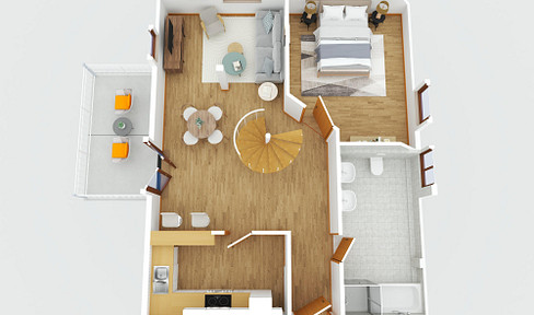 Helle 3-Zi.-Maisonette mit Empore, Balkon & Einbauküche in Schönebürg
