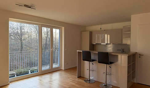 Modern 2-room apartment with a view of greenery.