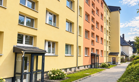 Apartment with elevator. 2-room apartment with a large balcony, modern shower, fitted kitchen, and barrier-free access.