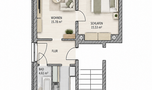 Beautifully renovated 2-room apartment with a large balcony and stunning views, located in Thum.