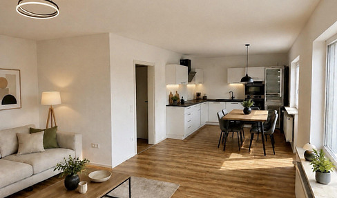 Modernized 4-room apartment with a large balcony, fitted kitchen, and panoramic views, located in Dilsberg, Neckargemünd.