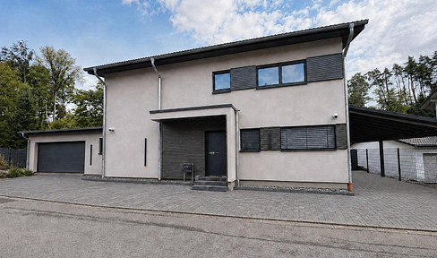 Design house, 2024, built with wood – includes a sauna, rooftop terrace, and 941 square meters, featuring a stream.