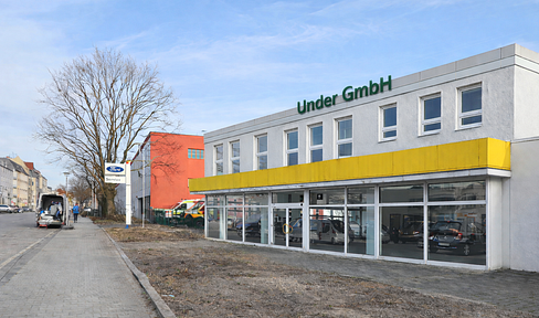 Car dealership with vehicle workshop and tire service, including TÜV (German technical inspection), available for flexible rental in Berlin-Köpenick.