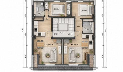 Approved building land in Düsseldorf-Heerdt – two plots, each approximately 47 square meters – priced at €59,000 each.