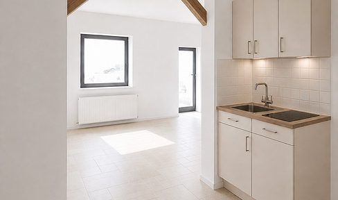 Renovated 1-bedroom apartment with 52 m² of private courtyard space, located near RWTH Aachen University – no agency fees.