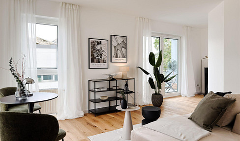 Design, Ruhe und Rheinblick – exklusive 2-Zimmer-Wohnung mit Balkon und Tiefgarage