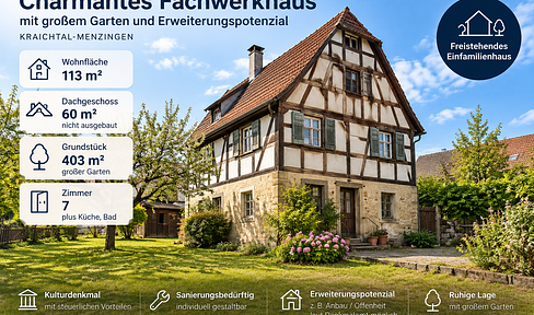 Fachwerkhaus mit Erweiterungspotenzial in Kraichtal-Menzingen mit 400 m² Grundstück