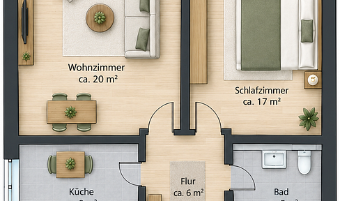 Helle 2-Zimmer-Wohnung mit 56 m² in Karlsruhe-Innenstadt-West