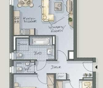 Modern 3-room apartment in a new development area.