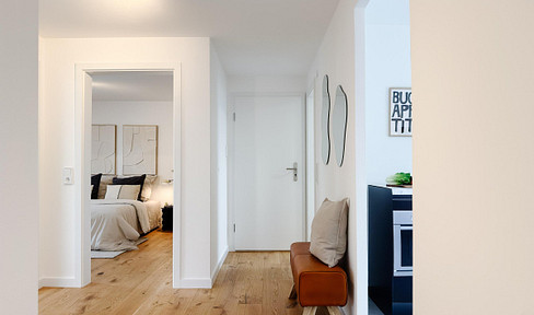 Bright 3-room apartment with parquet flooring and a rooftop terrace, located in Frankfurt.