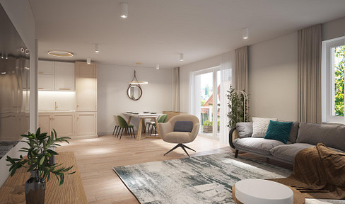 New apartment with 3 rooms, 84 square meters of living space, and a large balcony.