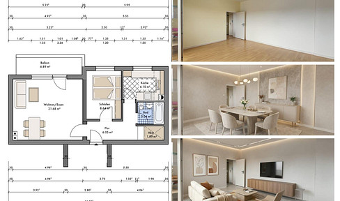 Bright, well-rented 2-room apartment with balcony and wide-ranging views. Available upon agreement.