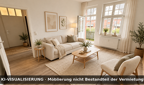 Wohnen mit Geschichte & Grünblick – modernisierte 2-Zimmer-Wohnung mit Balkon und Uhrenturmblick