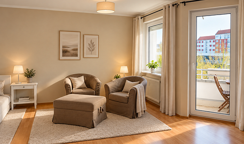 Helles 1-Zimmer-Apartment mit Südbalkon, Einbauküche und Stellplatz in Nürnberg-Laufamholz