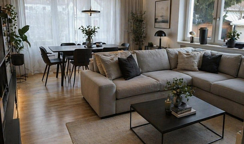 Spacious 4-bedroom apartment with garden, garage, 2 parking spaces, and a party basement.