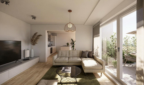 The complete package: a 3-4 room apartment with its own garden, a carport, and a parking space.