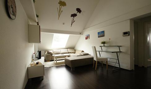 Bright, spacious 3-room attic apartment.