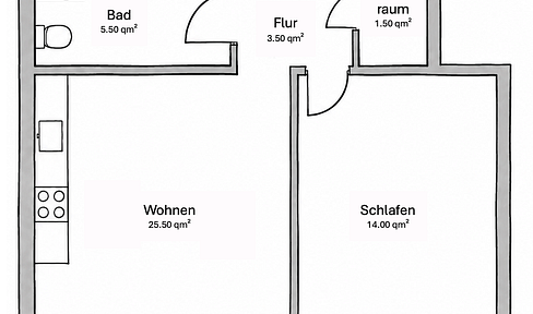 Helle 2-Zimmer-Wohnung in Karlsruhe-Durlach – 50 m² – 3. OG