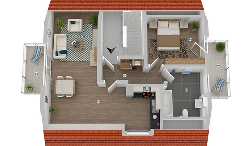Attractive 2-room apartment in the attic, located in a desirable area.