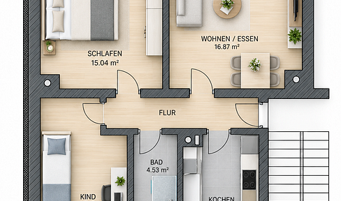 Beautifully renovated 3-room apartment with a large balcony and stunning views, located in Thum.