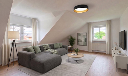 Renovated 5-room penthouse apartment with a balcony, garage, and energy efficiency class A+ – no commission fees.
