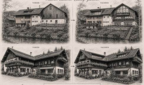 Off-market: Large-scale investment property (1,051 m²) in the Allgäu region, located in a picturesque high-valley setting by a stream.