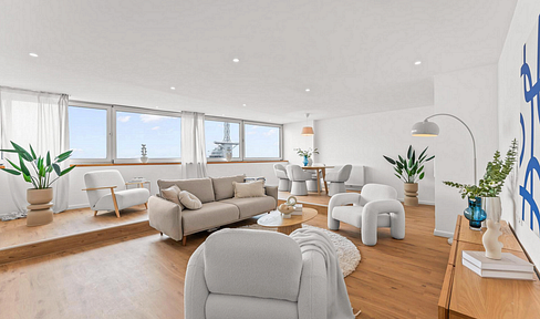 Living with a panoramic view – an attractive city apartment overlooking the rooftops of Bremerhaven, available without any commission fees.