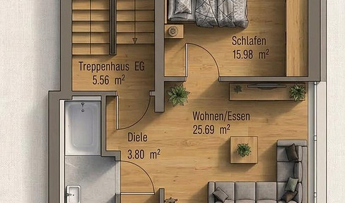 2 Zimmer EG - Ortsmitte - kernsaniert - Einbauküche