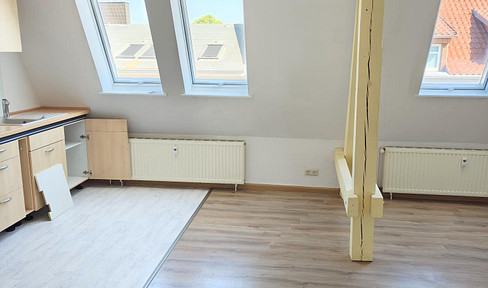 Bright 2-room attic apartment with a large living kitchen in Fürstenwalde/Spree.