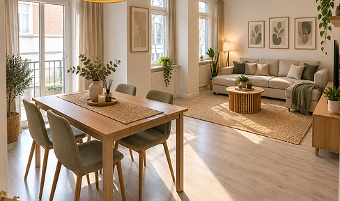 Newly renovated 2-room apartment with balcony for rent.