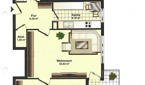 2-room apartment with balcony, bright bathroom, elevator.